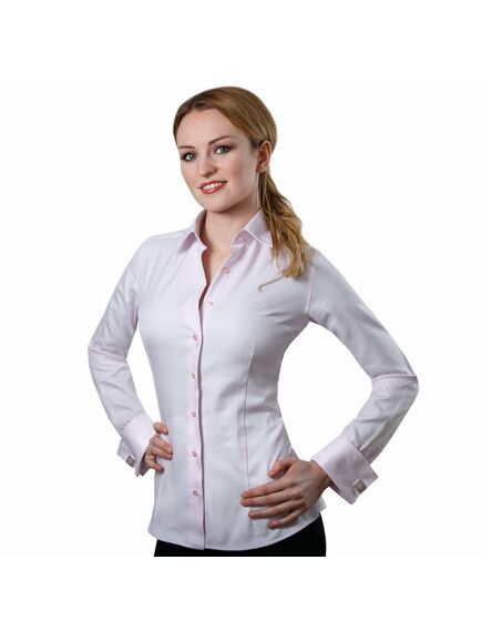 Приталенная женская рубашка под запонки розовая - 2006 от DoubleCuff 