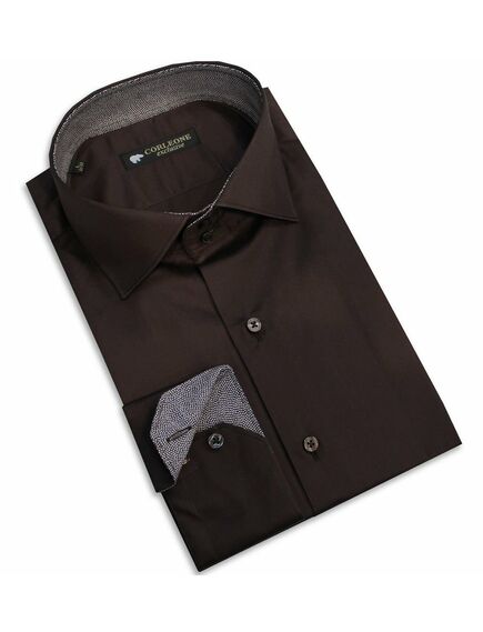 Мужская рубашка приталенная коричневая Corleone - 1006 от Corleone 