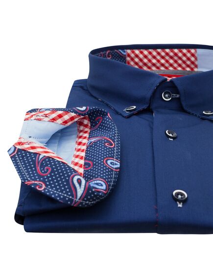 Мужская рубашка под пуговицы темно синяя - 955 Classic Fit от Tonelli 