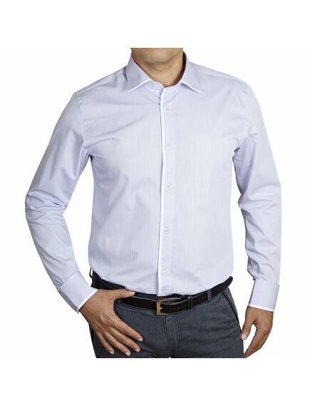 Мужская рубашка приталенная под пуговицы фиолетовая - 4002 от Cotton Club 