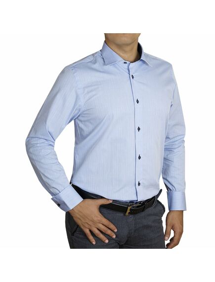Мужская рубашка приталенная под пуговицы голубая - 4013 от Cotton Club 