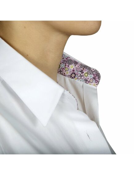 Приталенная женская рубашка под запонки белая - 5016 от DoubleCuff 