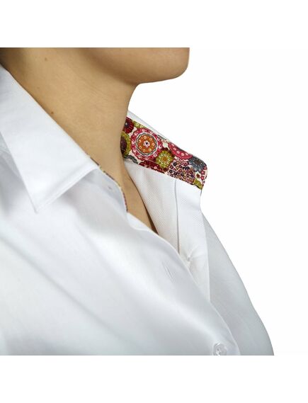 Приталенная женская рубашка под запонки белая - 5018 от DoubleCuff 