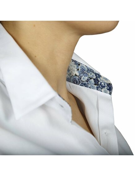Приталенная женская рубашка под запонки белая - 5020 от DoubleCuff 
