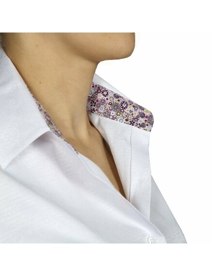 Приталенная женская рубашка под запонки белая - 5022 от DoubleCuff 