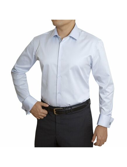 Мужская рубашка под запонки приталенная голубая - 4024 от DoubleCuff 