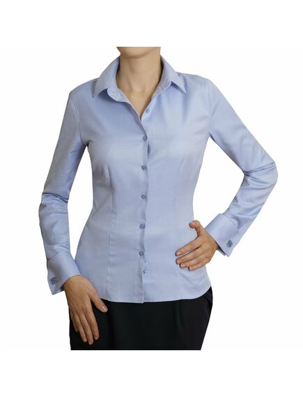 Приталенная женская рубашка под запонки голубая - 5000 от DoubleCuff 