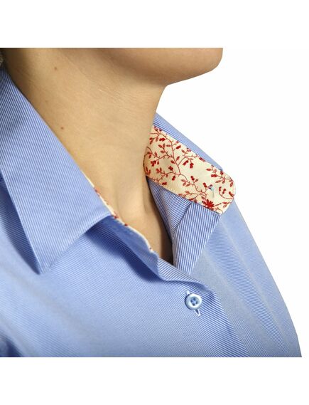 Приталенная женская рубашка под запонки голубая - 5025 от DoubleCuff 