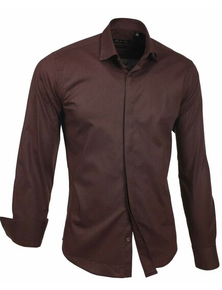 Экстра приталенная коричневая мужская рубашка под пуговицы - 978 от Tonelli 