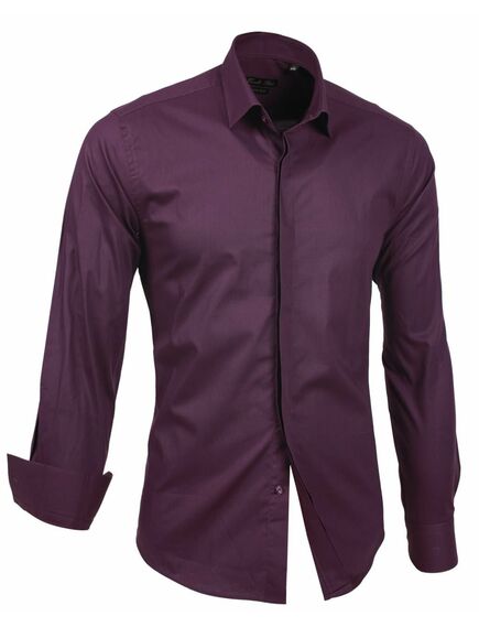 Экстра приталенная мужская рубашка под пуговицы темно-бордовая - 982 от Tonelli 