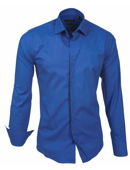 Экстра приталенная мужская рубашка под пуговицы синяя - 983 от Tonelli 