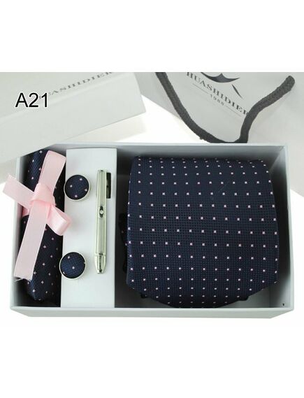 набор запонки и галстук черный в мелкий горошек  - A21 от  