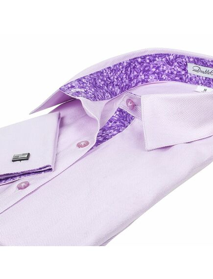Приталенная женская рубашка под запонки фиолетовая - 5059 от DoubleCuff 