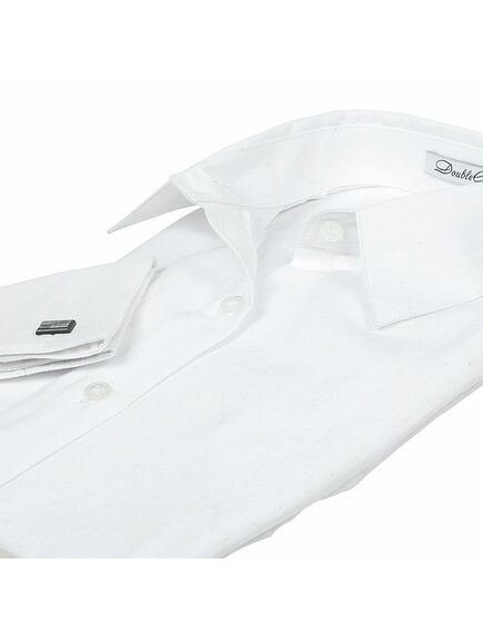 Приталенная женская рубашка под запонки белая в мелкую точку - 5060 от DoubleCuff 