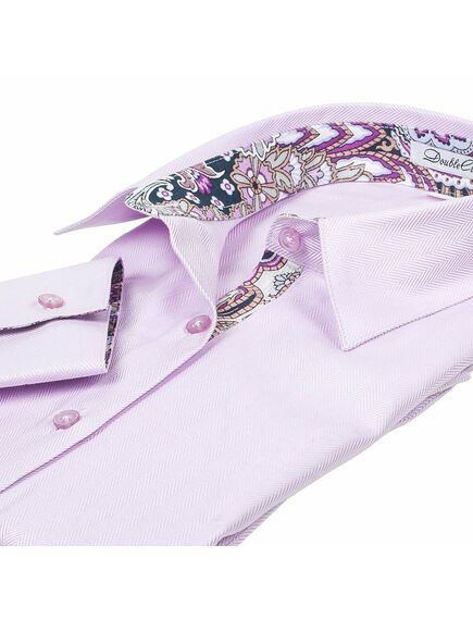 Приталенная женская рубашка под пуговицы фиолетовая - 5061 от DoubleCuff 