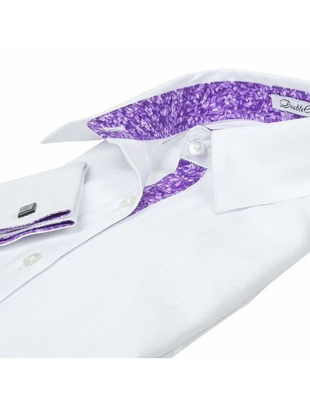 Приталенная женская рубашка под запонки белая с отделкой - 5066 от DoubleCuff 