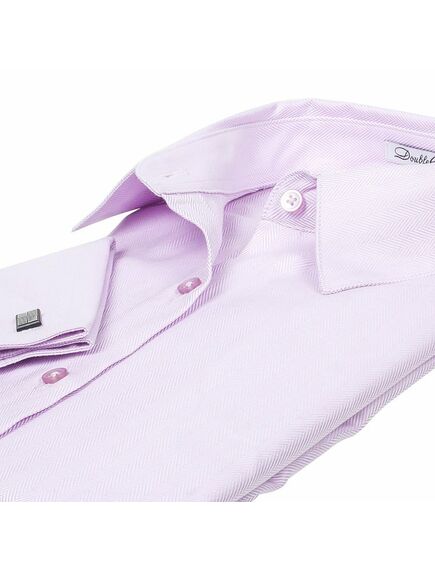 Приталенная женская рубашка под запонки фиолетовая - 5071 от DoubleCuff 
