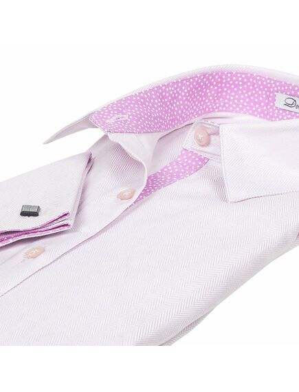 Приталенная женская рубашка под запонку розовая - 5072 от DoubleCuff 