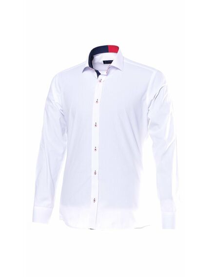 Мужская рубашка приталенная белого цвета с отделкой - 51171 от Tonelli 
