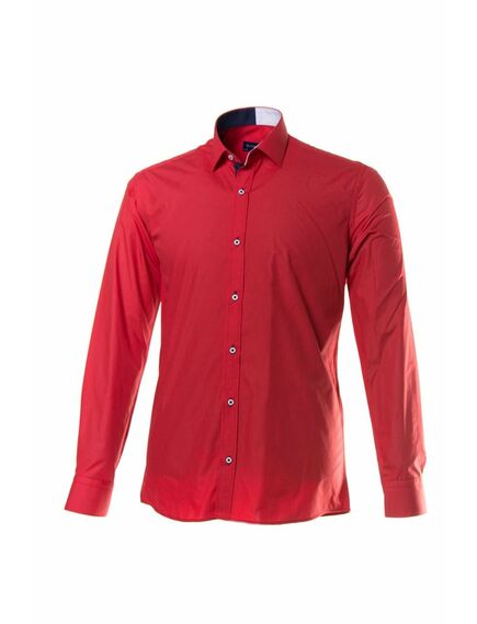 Мужская рубашка приталенная красного цвета с отделкой - 51175 от Tonelli 