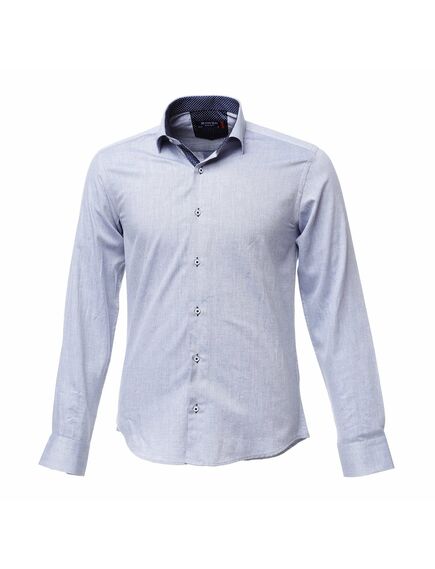 Мужская рубашка серо-синяя с отделкой - 50236 от  