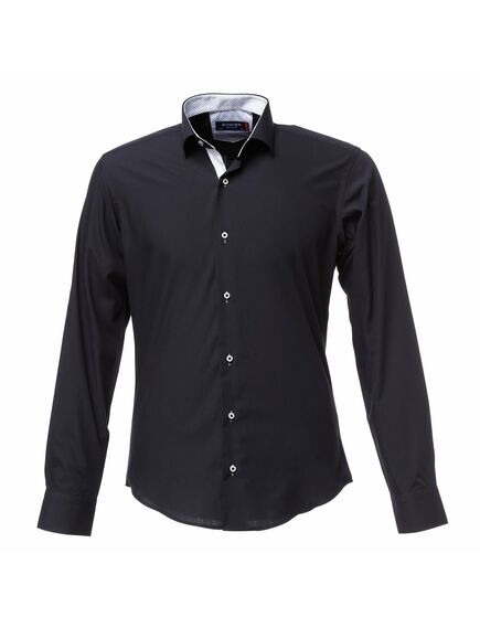 Мужская рубашка черная с отделкой - 50237 от Bawer 