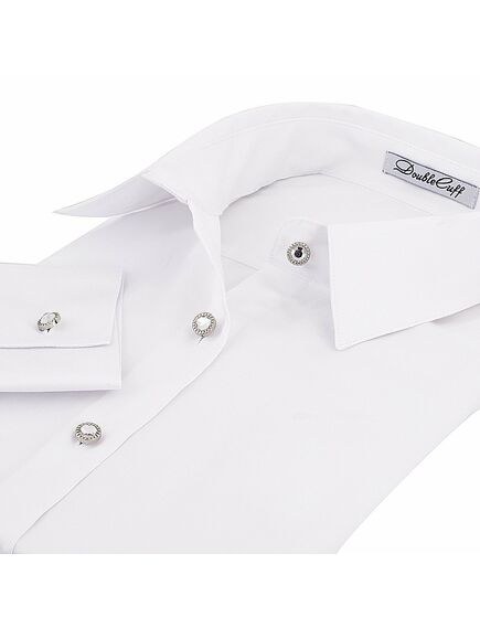 Приталенная женская рубашка под пуговицы белая - 5080 от DoubleCuff 