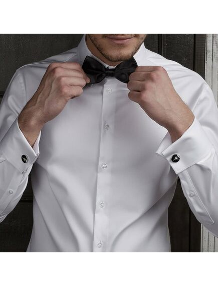 Приталенная мужская рубашка белая под запонки Non-Iron - 5119 от DoubleCuff 