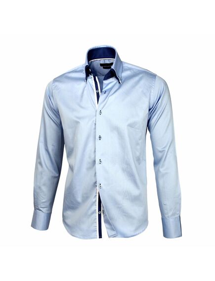 Мужская рубашка голубая с двойным воротником под пуговицы - 5121 от Tonelli 