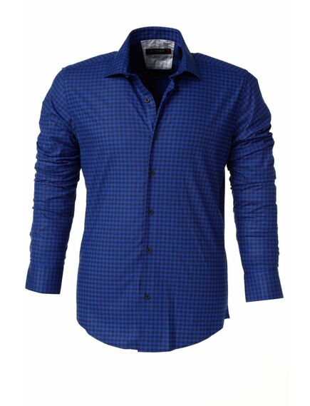 Мужская рубашка в клетку темно-синяя - 5133 от Bawer 