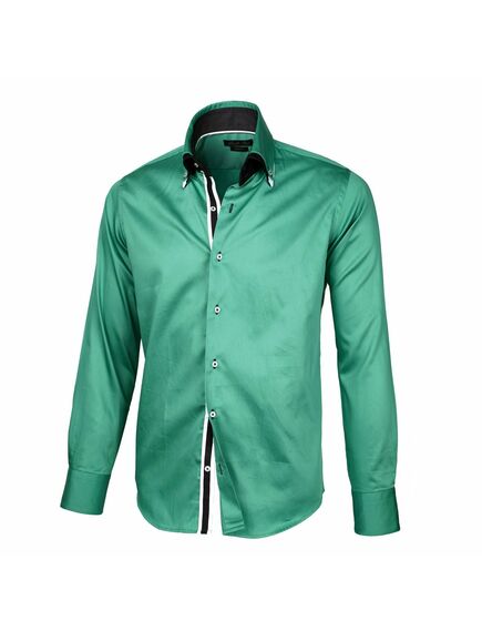 Мужская рубашка зеленая приталенная под пуговицы - 986 от Tonelli 