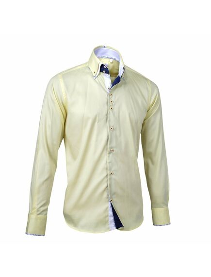 Мужская рубашка желтая приталенная под пуговицы - 50225 от Tonelli 
