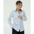 Женская рубашка из хлопка под запонки голубая с отделкой 8842 от byME 