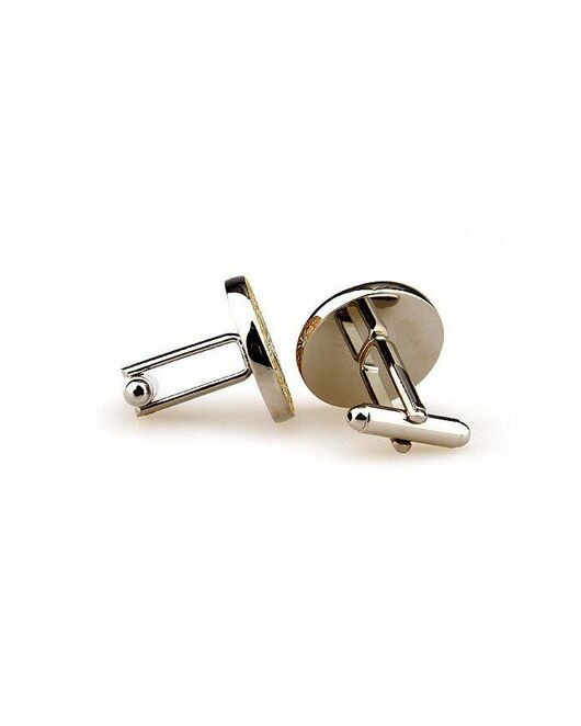 Круглые запонки желтые с белым узором - 2626 от  