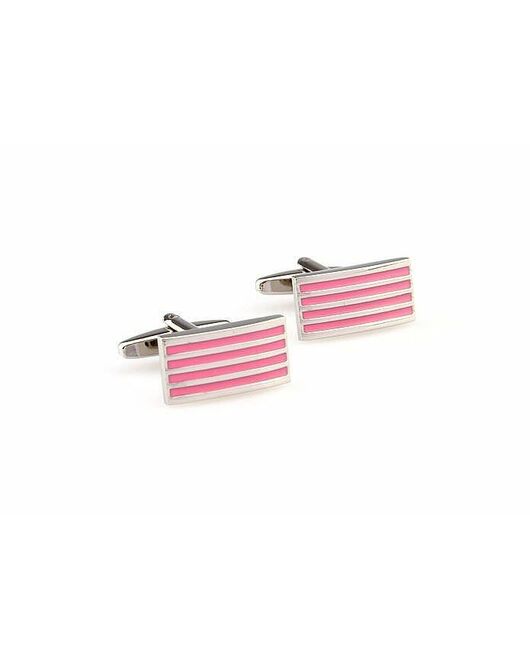 Запонки прямоугольные розовые полоски - 5832 от  