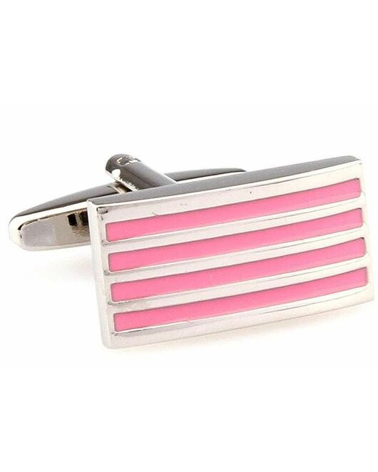 Запонки прямоугольные розовые полоски - 5832 от  