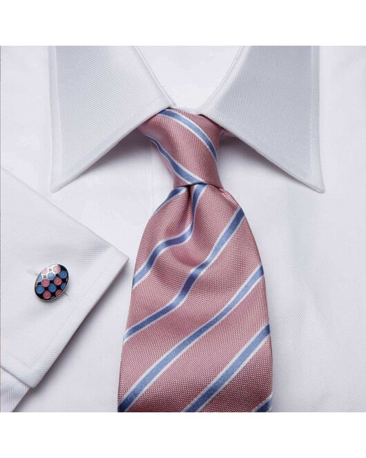 Мужская рубашка под запонки приталенная белая ребристая от  