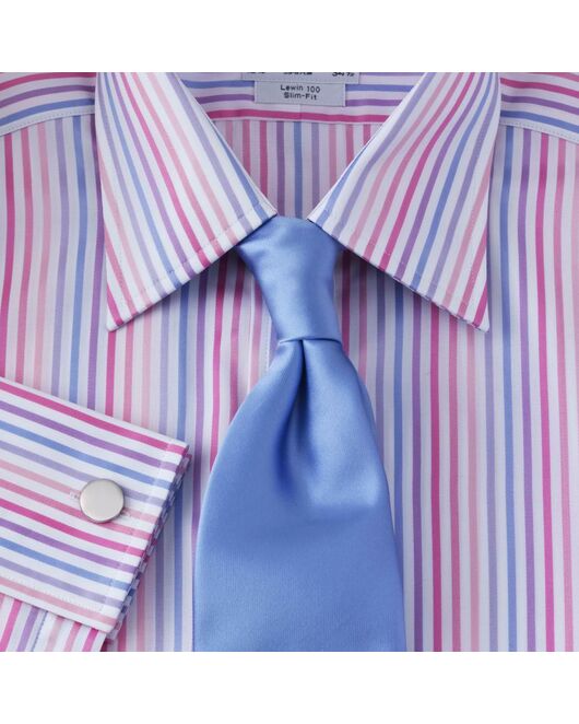 Мужская рубашка под запонки приталенная в полоску - 31468 от  