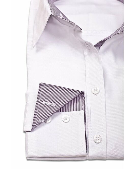 Приталенная женская рубашка под пуговицы белая со вставками - 00579 от DoubleCuff 