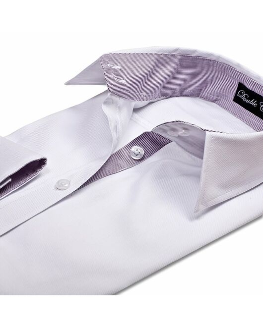 Приталенная женская рубашка под пуговицы белая со вставками - 00579 от DoubleCuff 