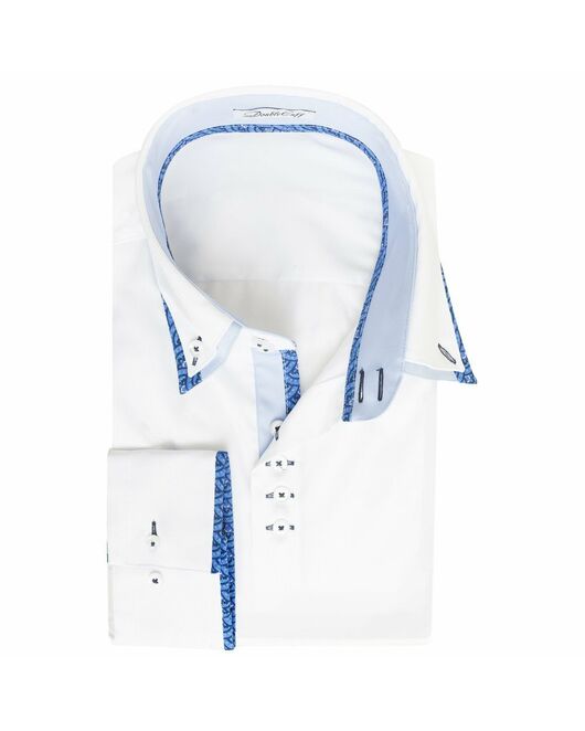 Мужская рубашка белая под пуговицы с двойным воротником Non-Iron - 7001 от DoubleCuff 