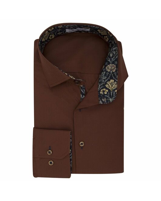 Мужская рубашка коричневая под пуговицы - 7006 от DoubleCuff 