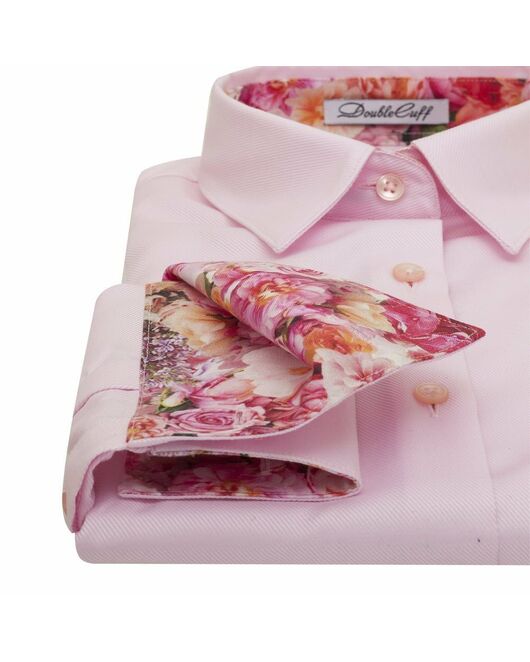 Женская рубашка под запонки розовая Non-Iron - 7010 от DoubleCuff 