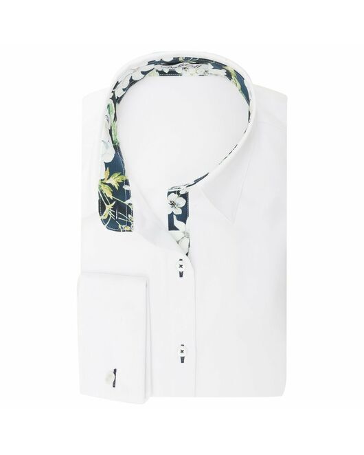 Женская рубашка под запонки белая с отделкой Non-Iron - 7013 от DoubleCuff 