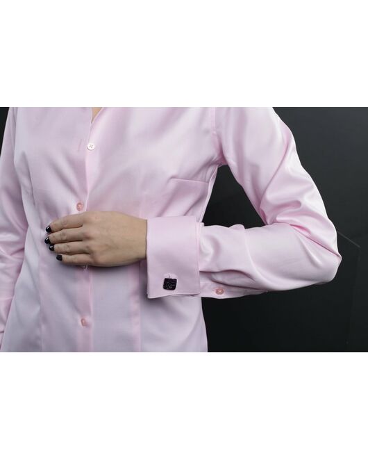 Женская рубашка под запонки розовая Non-Iron - 7014 от DoubleCuff 