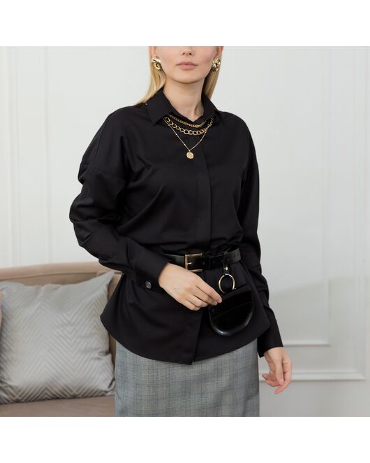 Женская рубашка оверсайз черная - 7910 от byME 