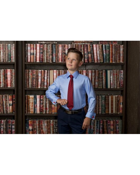 Приталенная детская рубашка под запонки голубая - 7121 от byME 