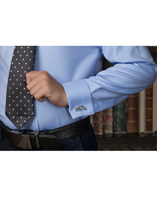 Приталенная детская рубашка под запонки голубая - 7121 от byME 