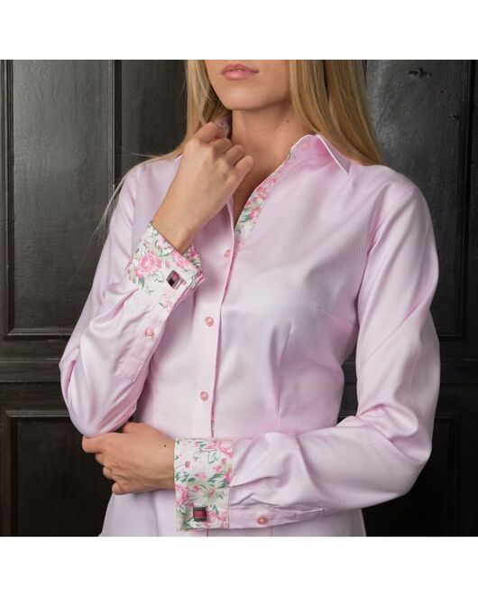 Женская рубашка под запонки розовая Non-Iron - 7122 от DoubleCuff  Женская рубашка под запонки розовая Non-Iron - 7122 от DoubleCuff
