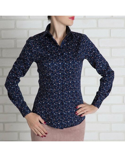 Женская рубашка под пуговицы в мелкий цветочек - 7141 от DoubleCuff 